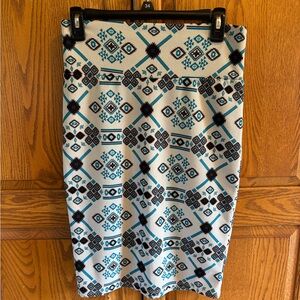 LuLaRoe Blue and Black Patterned Pencil Skirt Size Small S